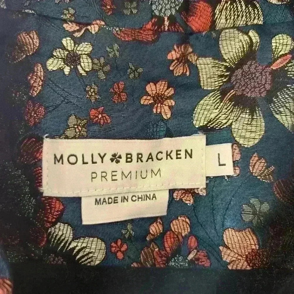 Molly Bracken Premium Green Floral Blazer Size Large #156 - Picture 6 of 7